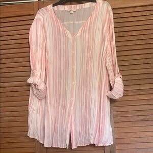 Gauzy Pink/White Striped Women's Top